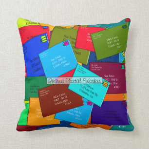 Retired Postal Worker Letters Throw Pillow