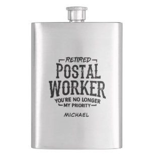 Retired Postal Worker Mailman Custom Retirement Flask