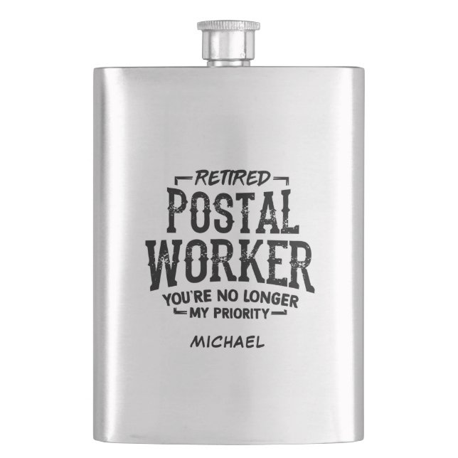 Retired Postal Worker Mailman Custom Retirement Flask (Front)