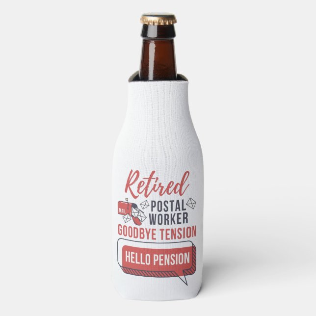 Retired Postal Worker Mailman Personalized Name Bottle Cooler (Bottle Front)