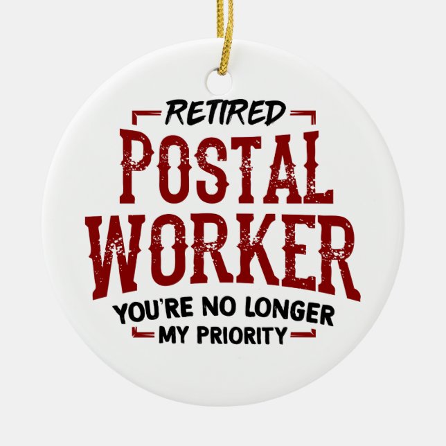 Retired Postal Worker Mailman Retirement Ceramic Ornament (Front)