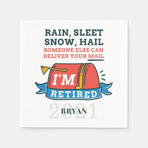 Retired Postal Worker Mailman Retirement Custom Napkins