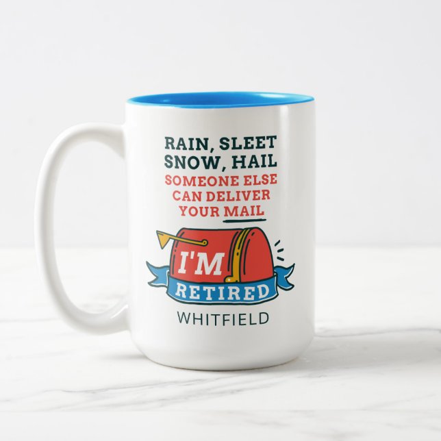 Retired Postal Worker Mailman Retirement Custom Two-Tone Coffee Mug (Left)
