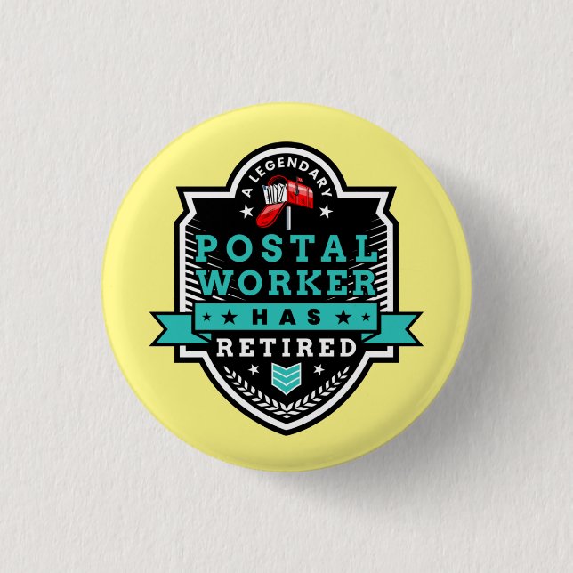 Retired Postal Worker Mailman Retirement Cute Button (Front)
