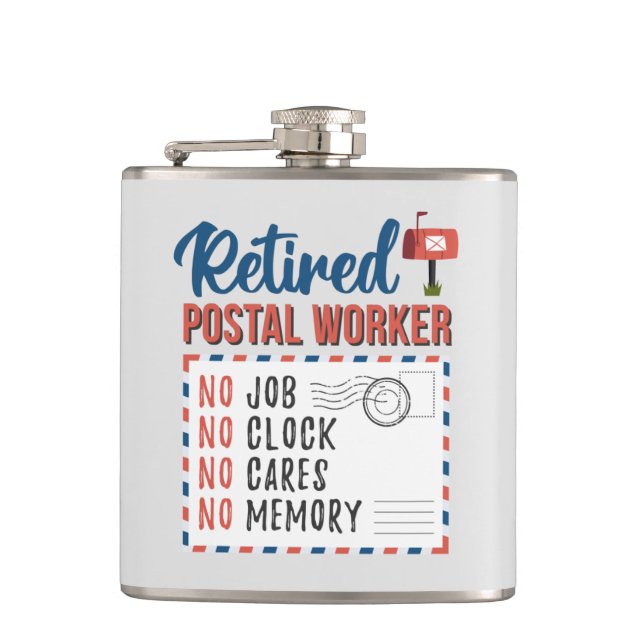 Retired Postal Worker Mailman Retirement Flask (Front)