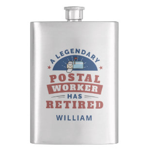Retired Postal Worker Mailman Retirement Funny  Fl Flask
