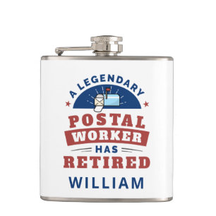 Retired Postal Worker Mailman Retirement Funny Flask