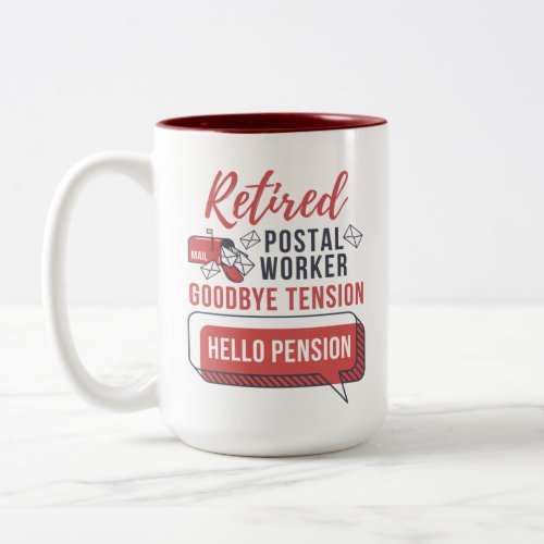 Retired Postal Worker Mailman Retirement Funny Gag Two_Tone Coffee Mug