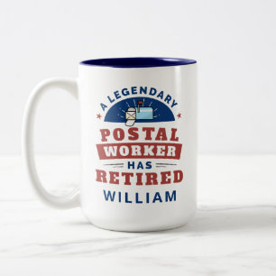 Retired Postal Worker Mailman Retirement Funny Two-Tone Coffee Mug