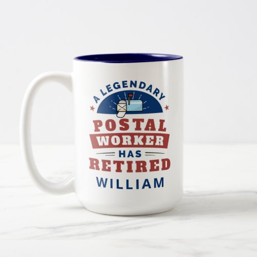 Retired Postal Worker Mailman Retirement Funny Two_Tone Coffee Mug