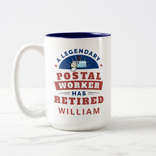 Retired Postal Worker Mailman Retirement Gag Two_Tone Coffee Mug