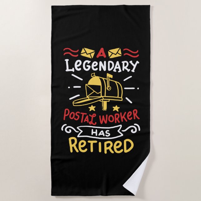 Retired Postal Worker Mailman Retirement Gift Beach Towel (Front)
