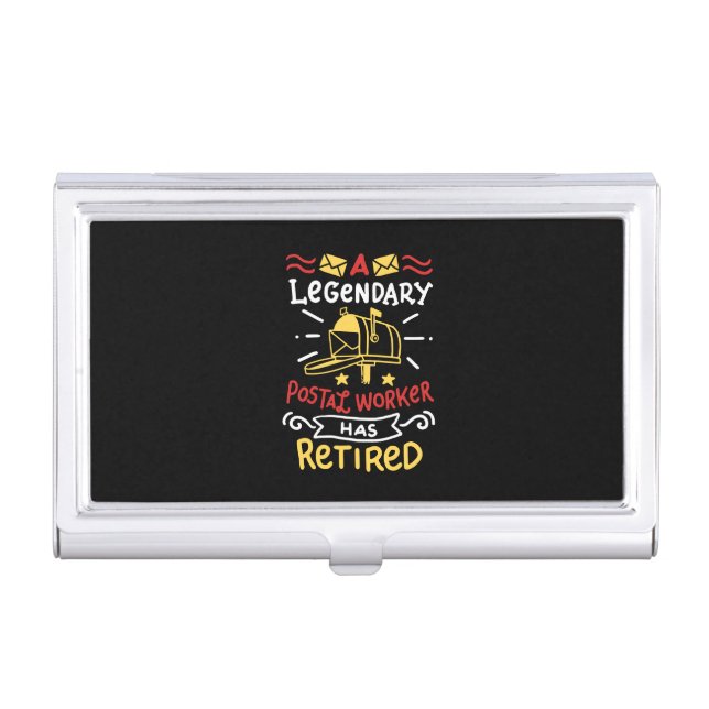 Retired Postal Worker Mailman Retirement Gift Business Card Case (Front)