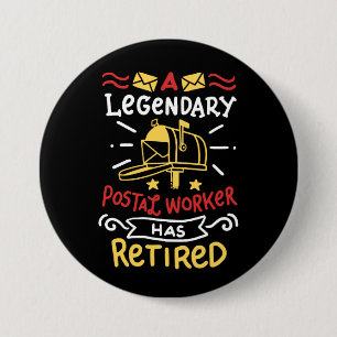 Retired Postal Worker Mailman Retirement Gift Button