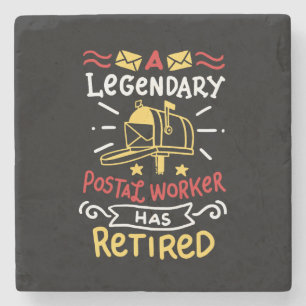 Retired Postal Worker Mailman Retirement Gift Stone Coaster