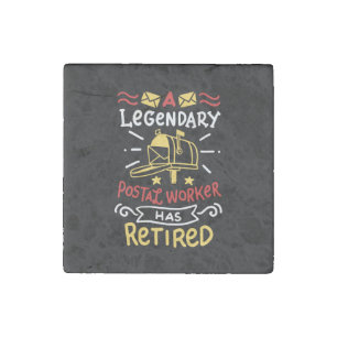 Retired Postal Worker Mailman Retirement Gift Stone Magnet