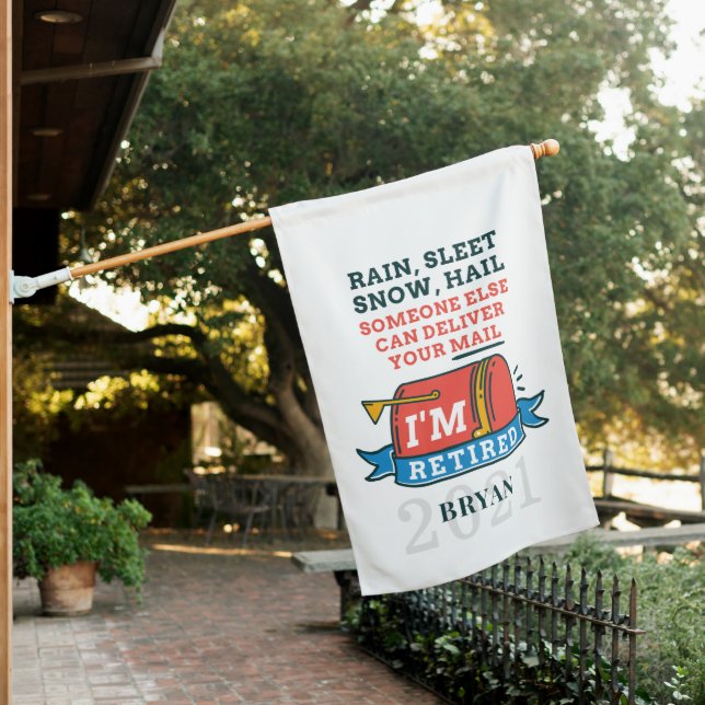 Retired Postal Worker Mailman Retirement House Flag (In SItu)