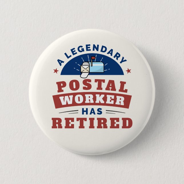 Retired Postal Worker Mailman Retirement Keepsake Button (Front)