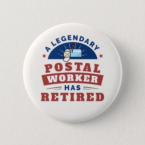 Retired Postal Worker Mailman Retirement Keepsake Button