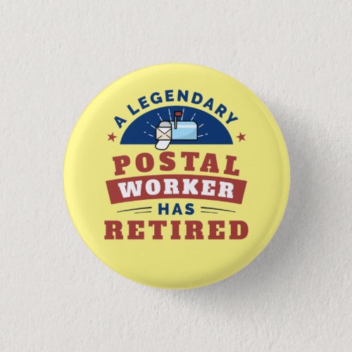 Retired Postal Worker Mailman Retirement Keepsake Button
