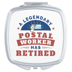 Retired Postal Worker Mailman Retirement Keepsake Compact Mirror