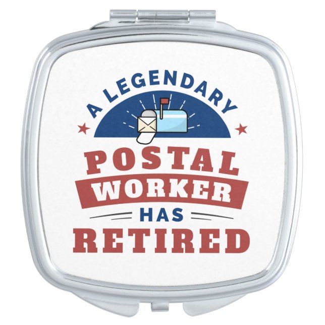 Retired Postal Worker Mailman Retirement Keepsake Compact Mirror (Front)