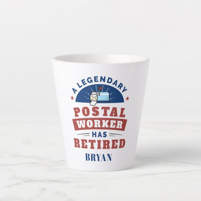 Retired Postal Worker Mailman Retirement Keepsake Latte Mug (Front)