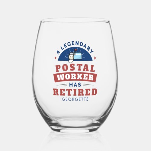 Retired Postal Worker Mailman Retirement Keepsake Stemless Wine Glass