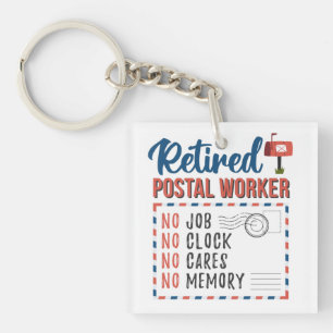 Retired Postal Worker Mailman Retirement Keychain
