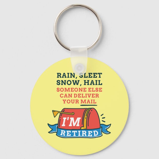 Retired Postal Worker Mailman Retirement Keychain (Front)