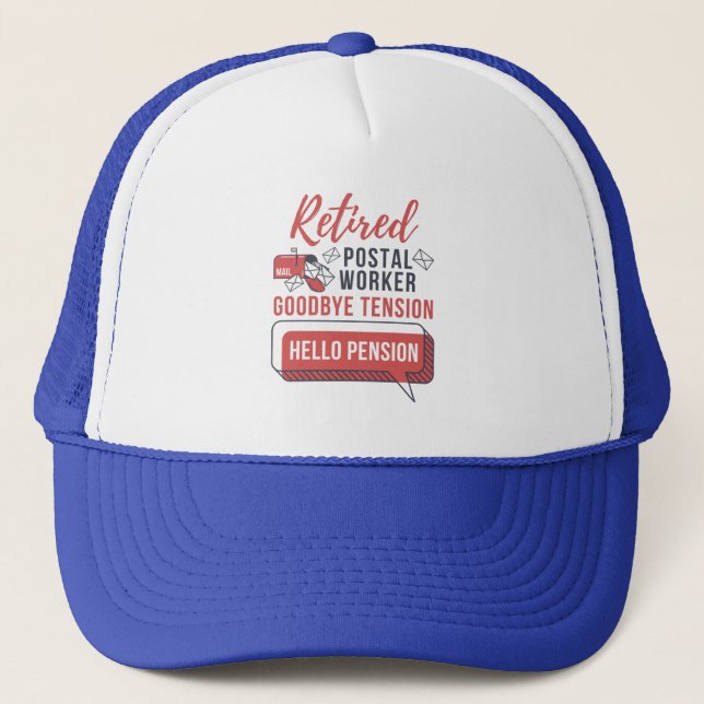 Retired Postal Worker Mailman Retirement Novelty Trucker Hat (Front)