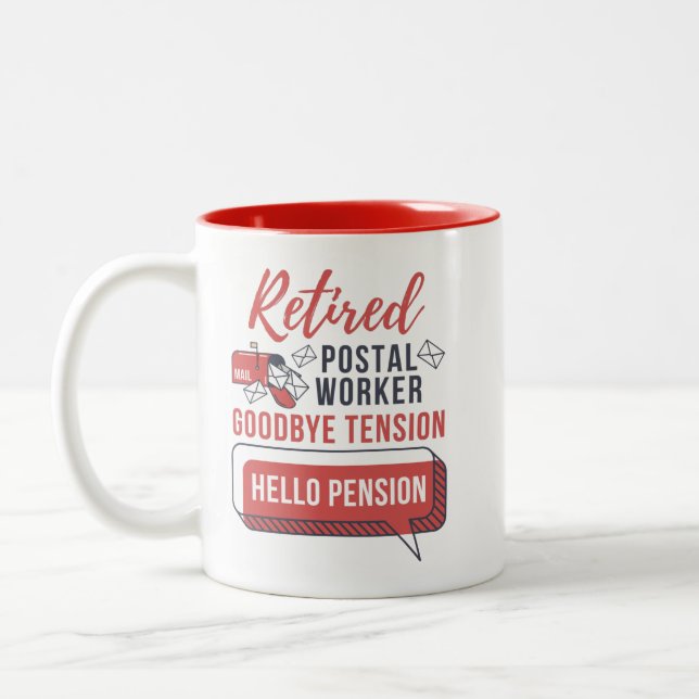 Retired Postal Worker Mailman Retirement Novelty Two-Tone Coffee Mug (Left)