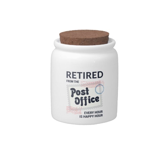 Retired Postal Worker Mailman Retirement Party Candy Jar (Front)