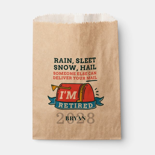 Retired Postal Worker Mailman Retirement Party Favor Bag (Front)