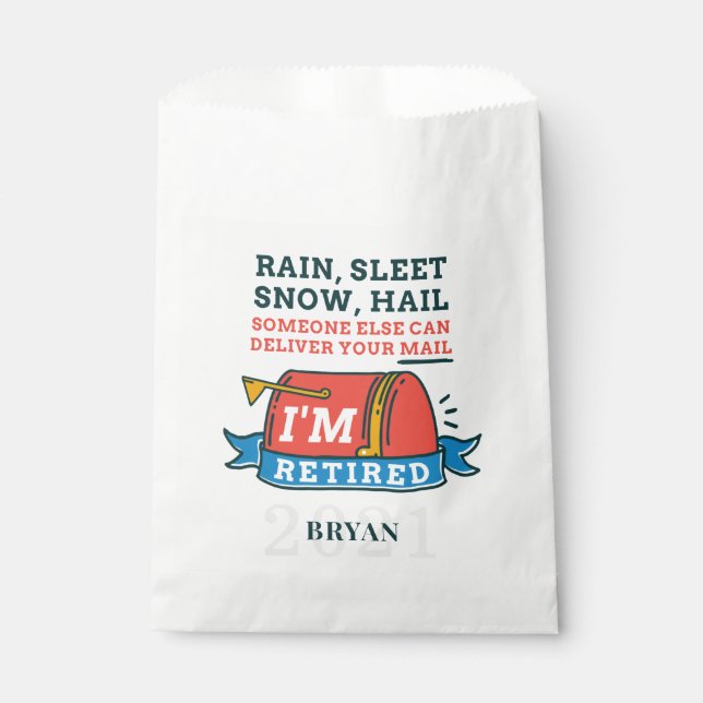 Retired Postal Worker Mailman Retirement Party Favor Bag (Front)