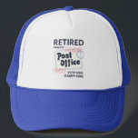 Retired Postal Worker Mailman Retirement Trucker Hat<br><div class="desc">Funny retirement design for a postal worker. This modern mailman gag in modern typography says "Retired From the Post Office Every Hour is Happy Hour". Perfect parting gift for your letter carrier</div>