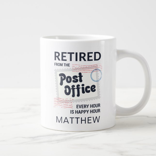 Retired Postal Worker Personalized Mailman Giant Coffee Mug (Right)