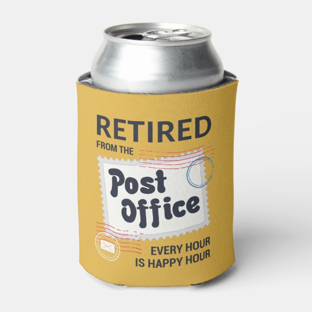 Retired Postal Worker Retirement Mailman Funny  Can Cooler (Can Front)