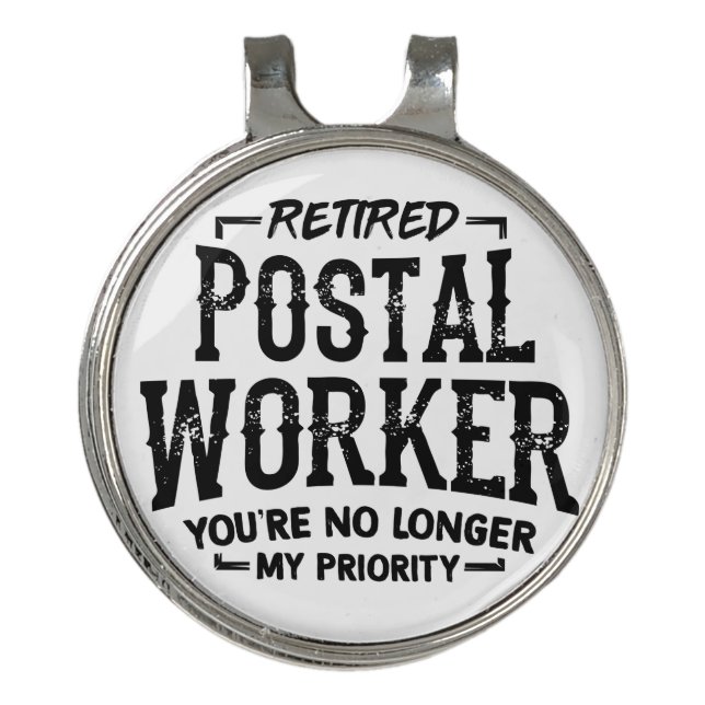 Retired Postal Worker Retirement Mailman Funny Golf Hat Clip (Front)