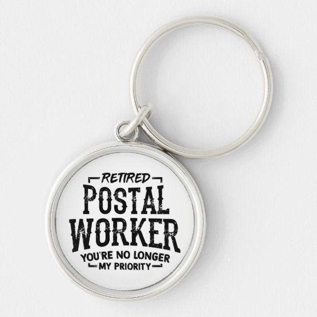 Retired Postal Worker Retirement Mailman Funny Keychain (Front)