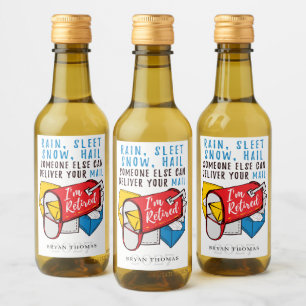 Retired Postal Worker Retirement Mailman Party Wine Label