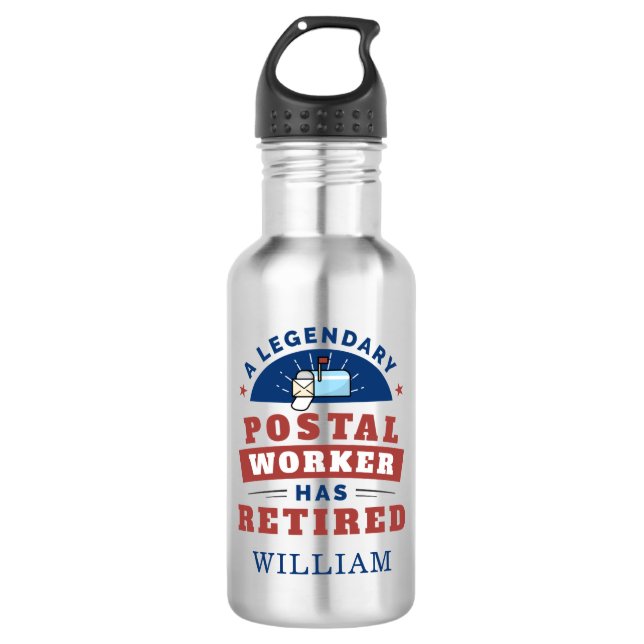 Retired Postal Worker Retirement Party Stainless Steel Water Bottle (Front)