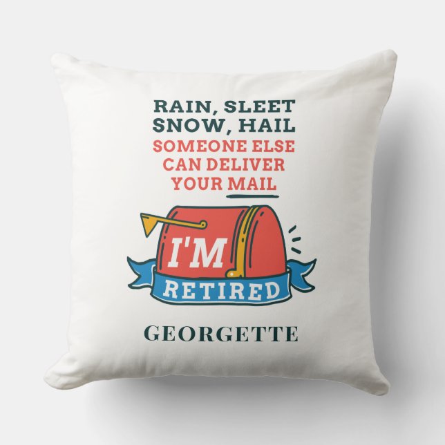 Retired Postal Worker Retirement Personalized Throw Pillow (Front)