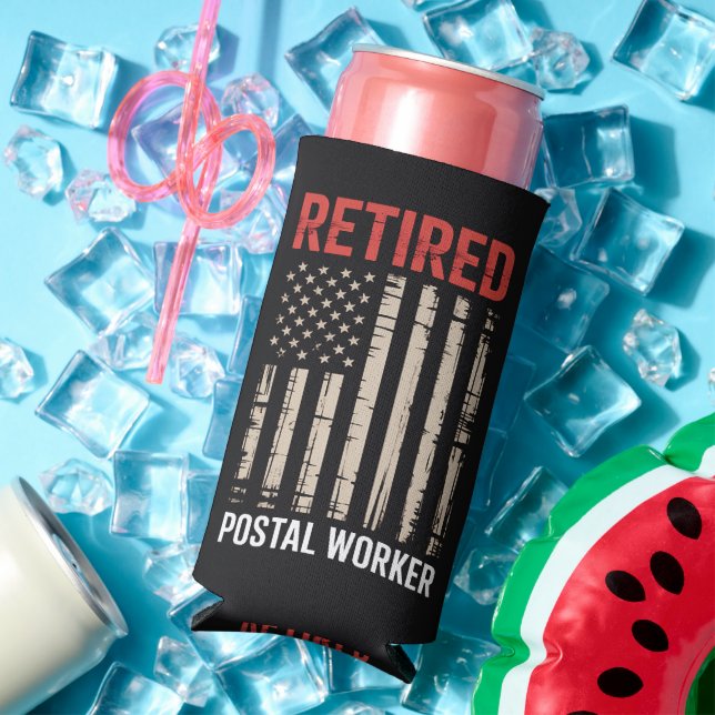 Retired Postal Worker Retirement Seltzer Can Cooler (In Situ Summer)