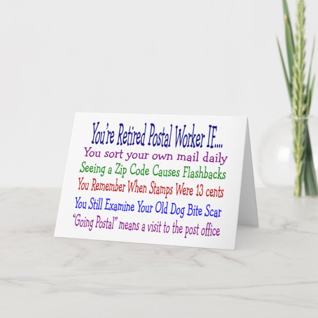 Retired Postal Worker Sayings T-Shirts & Gifts Card (Front)
