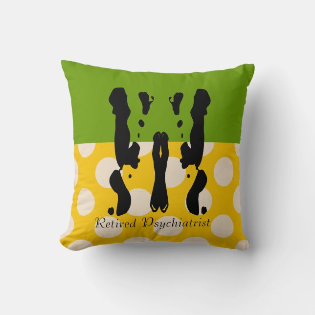 Retired Psychiatrist Rorschach Polka Dots Throw Pillow (Front)