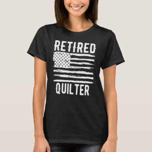 Retired Quilter Profession American Flag T-Shirt