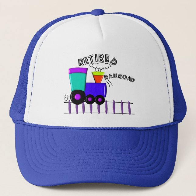 Retired Railroad Worker Gifts Trucker Hat (Front)