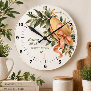Retired & Ready to Bloom Garden Lover Gift Round Clock