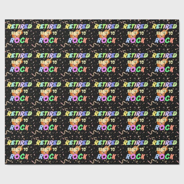 Retired. Ready to Rock. Colorful Confetti Wrapping Paper (Seam)